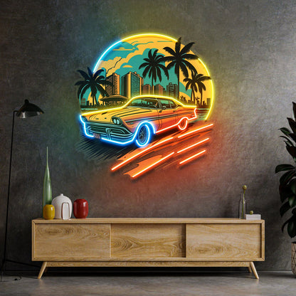 Car The Sunset LED Neon Sign Light Pop Art