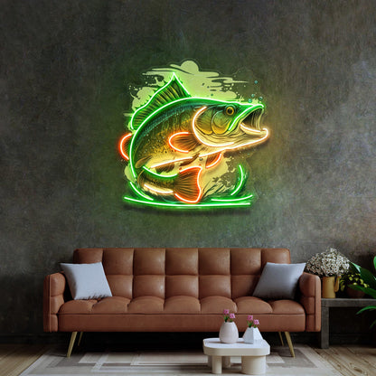 Cartoon Big Sea Bass LED Neon Sign Light Pop Art