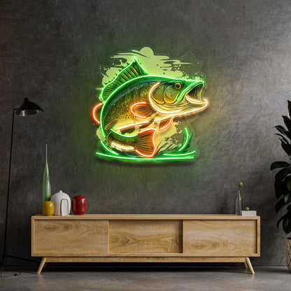 Cartoon Big Sea Bass LED Neon Sign Light Pop Art