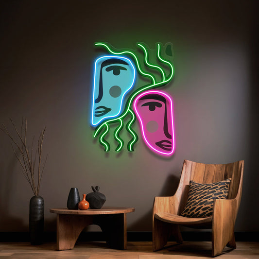 Colorful Two Faces Abstract Art LED Neon Sign Light