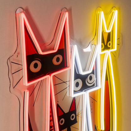 Cat Family In Abstract Art LED Neon Sign Light