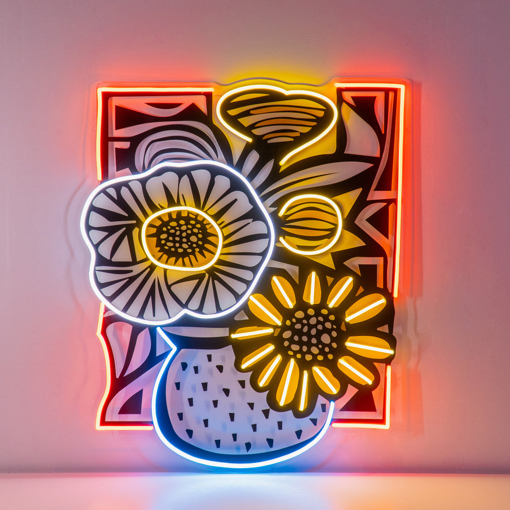 Flower Vase In Abstract Art LED Neon Sign Light