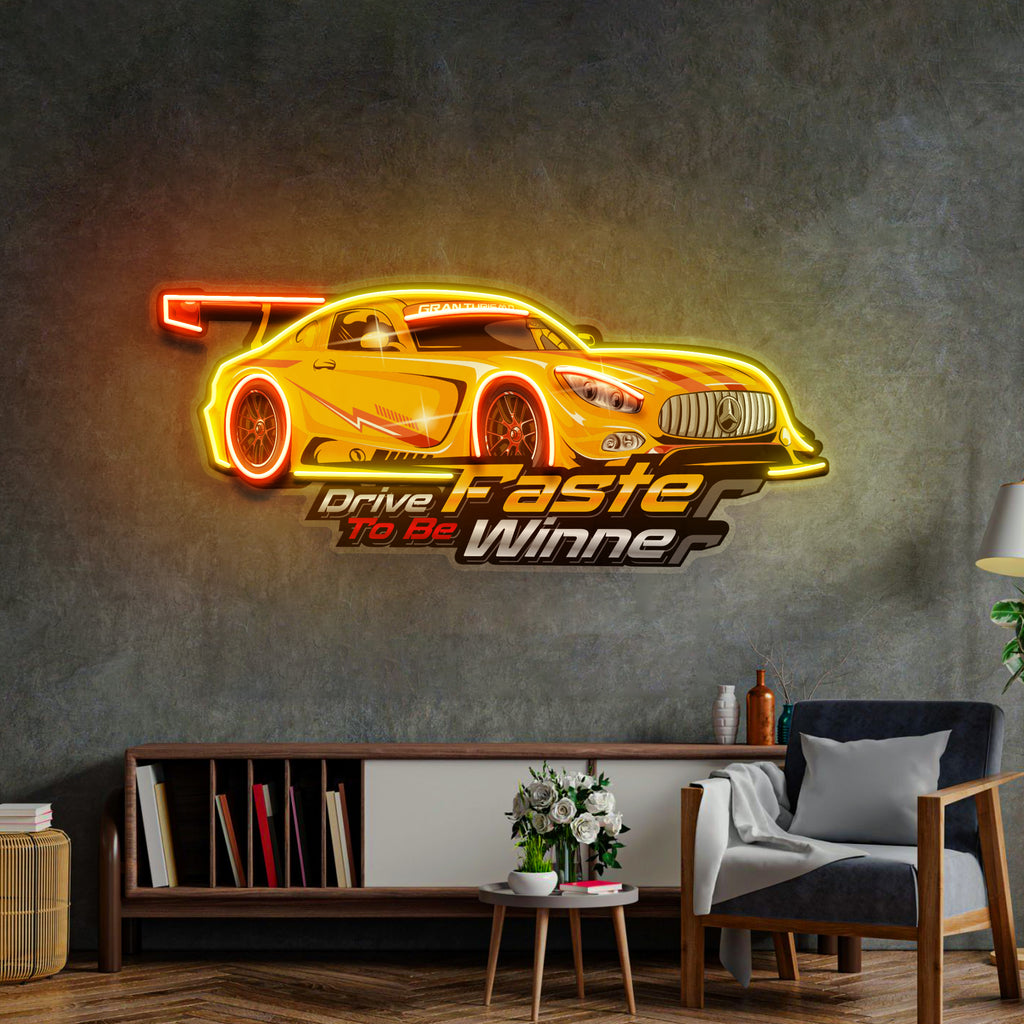 Drive Faster LED Neon Sign Light Pop Art