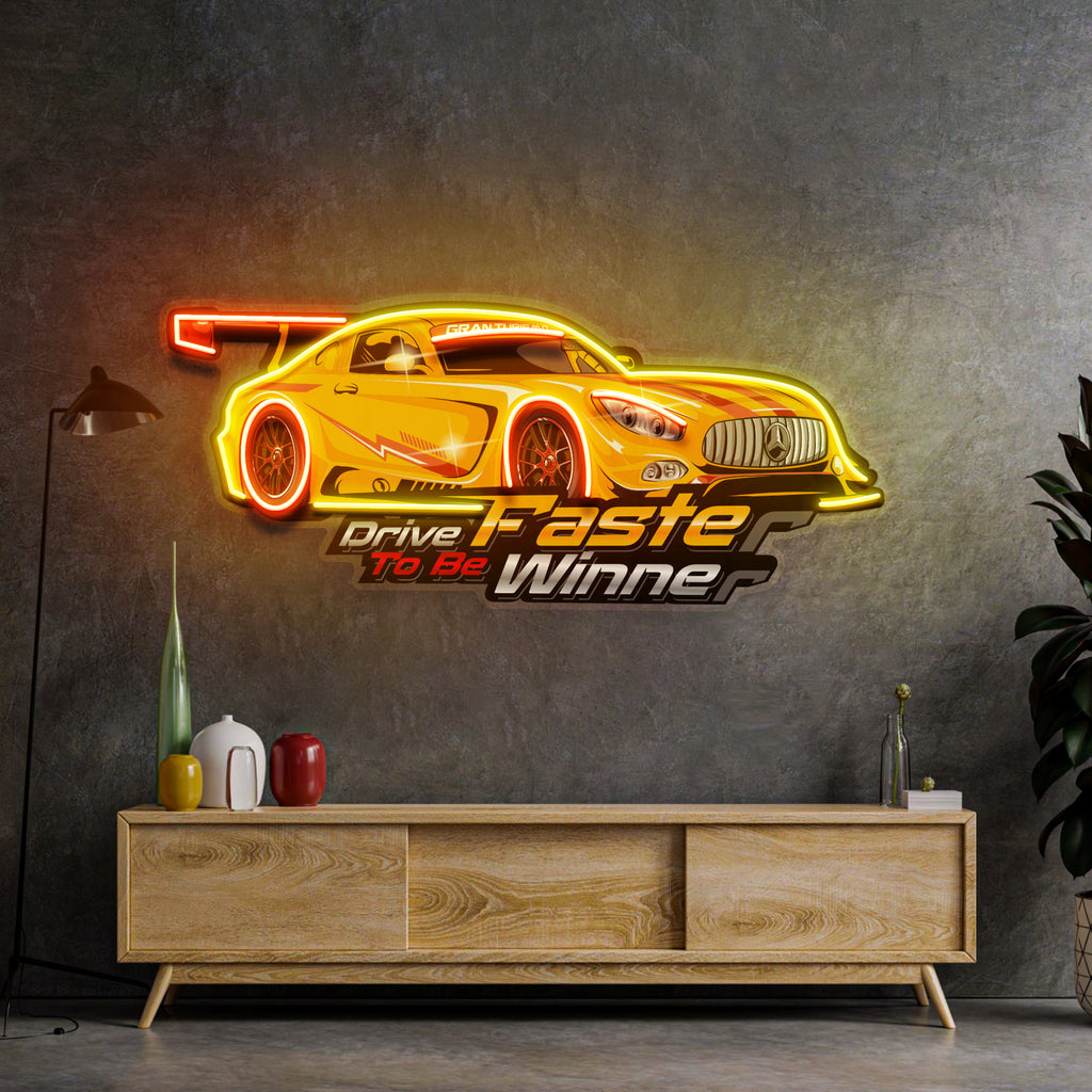 Drive Faster LED Neon Sign Light Pop Art