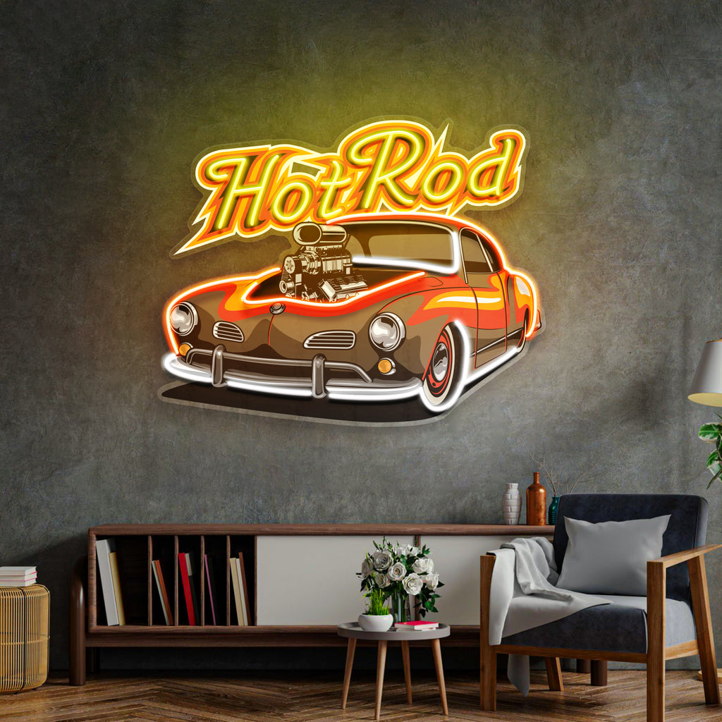 Fabolous Flamming Hotrod Car LED Neon Sign Light Pop Art