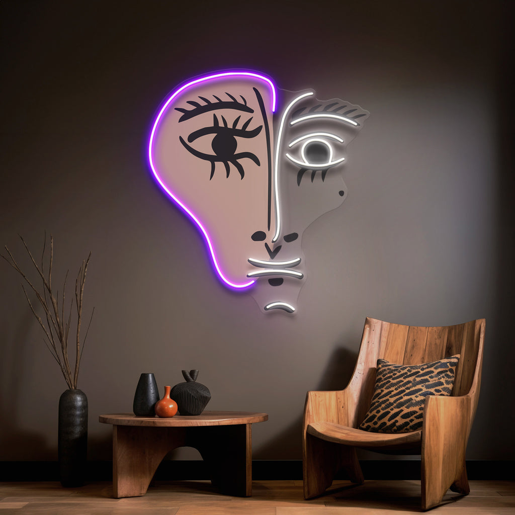 Face With Color Shape LED Neon Sign Light