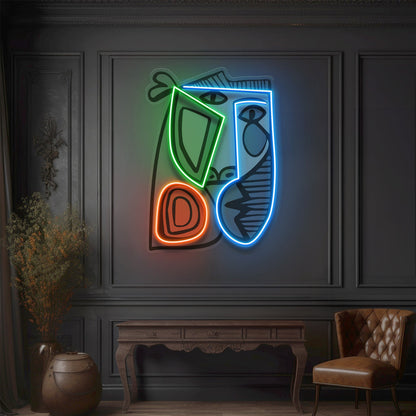 Face With Colorful Shape LED Neon Sign Light