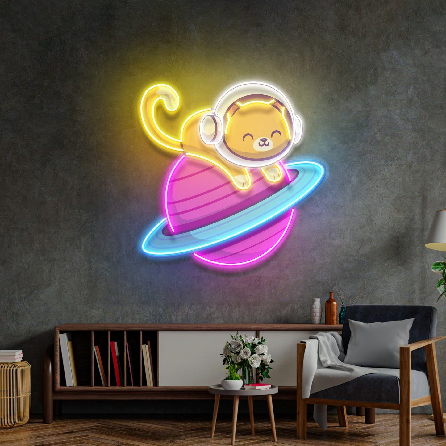 Feeline Astronaut Chilling LED Neon Sign Light Pop Art