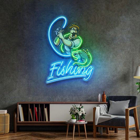 Ferocious Fisherman LED Neon Sign Light Pop Art