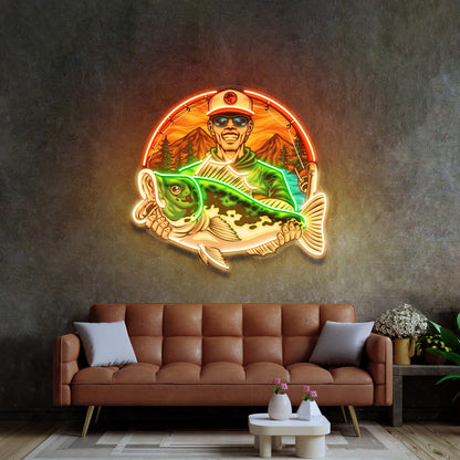 Fishermen Caught Big Fish LED Neon Sign Light Pop Art