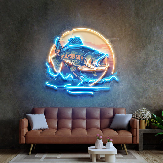 Fishing Cartoon LED Neon Sign Light Pop Art