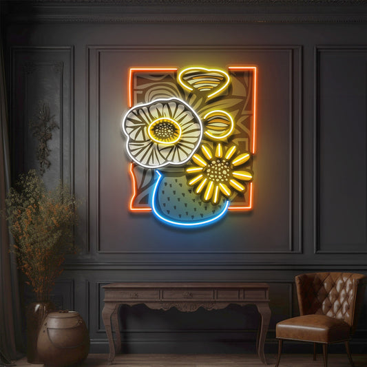 Flower Vase In Abstract Art LED Neon Sign Light