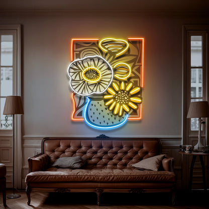 Flower Vase In Abstract Art LED Neon Sign Light