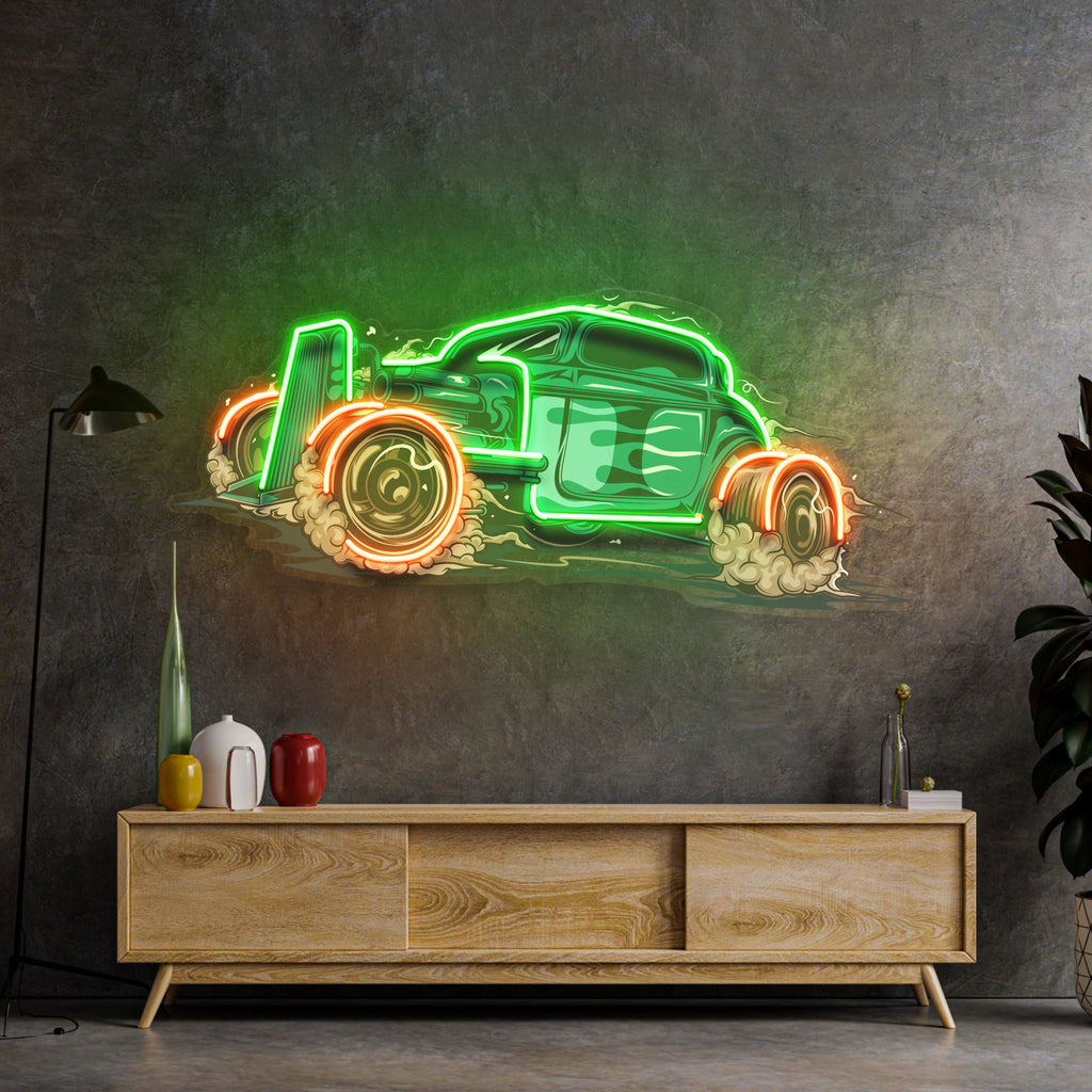 Hotrod Car LED Neon Sign Light Pop Art