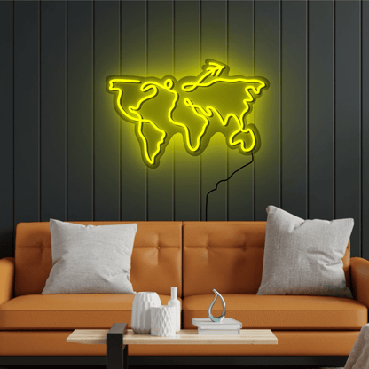 Travel World Neon Sign