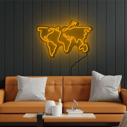 Travel World Neon Sign