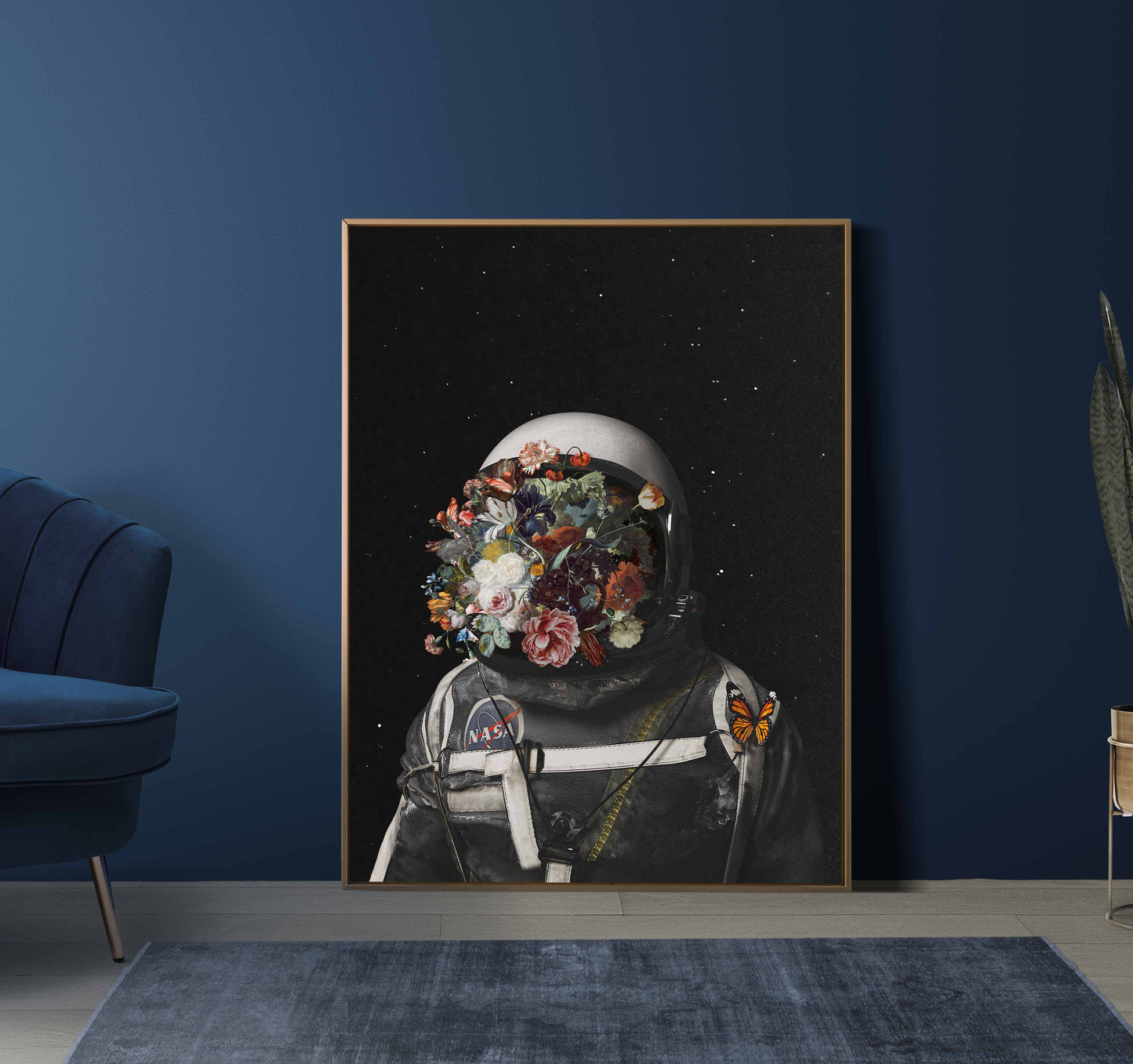 Cosmic Bloom: Astronaut and Flowers