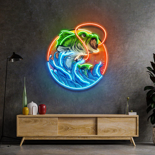 Largemouth Bass Fishing LED Neon Sign Light Pop Art