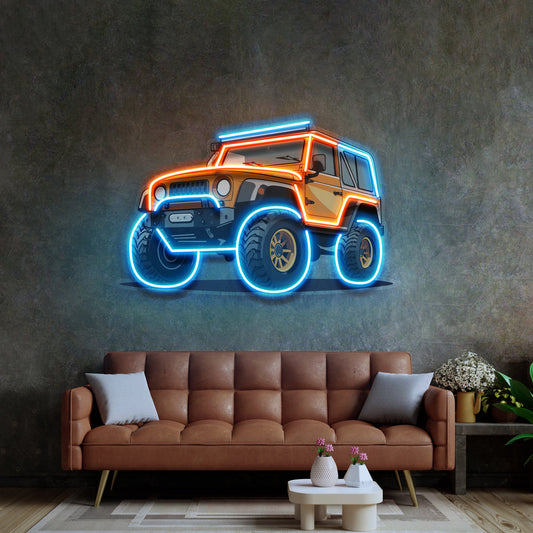 Modern Adventure Off Roading Suv LED Neon Sign Light Pop Art