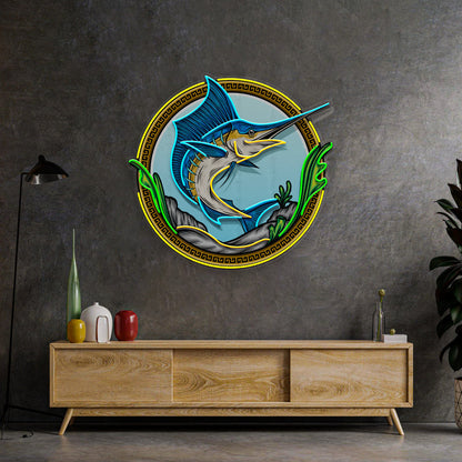 Pointed Fish In Round Frame LED Neon Sign Light Pop Art