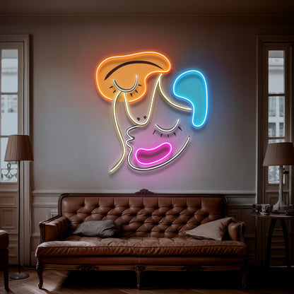 Sleeping Face Abstract Art LED Neon Sign Light