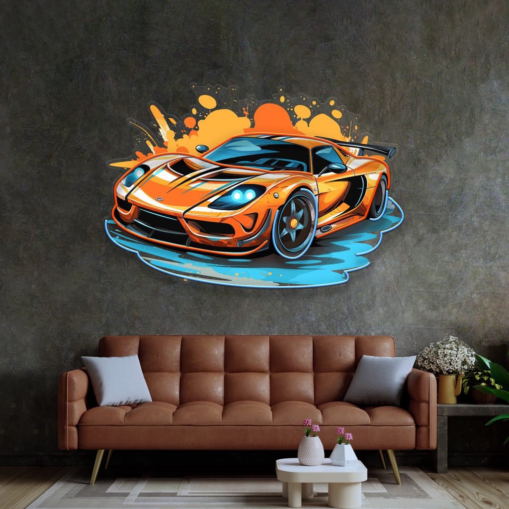 Sports Car Catoon LED Neon Sign Light Pop Art