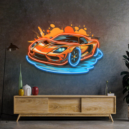 Sports Car Catoon LED Neon Sign Light Pop Art