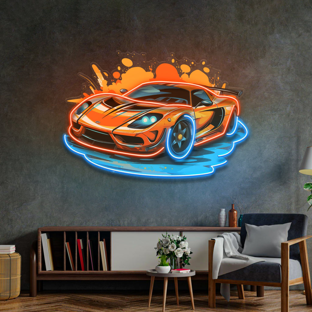 Sports Car Catoon LED Neon Sign Light Pop Art