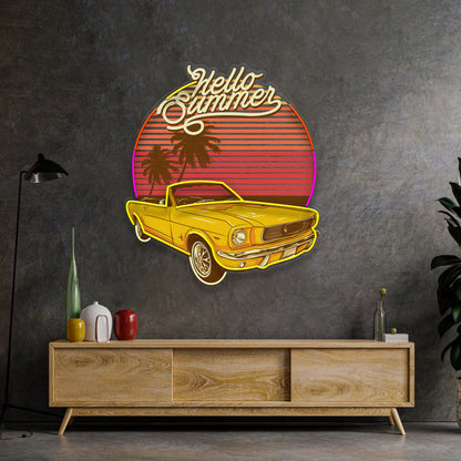 Summer Tropical Beach And Car LED Neon Sign Light Pop Art