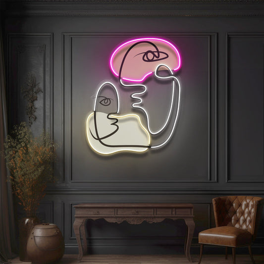 Two People Talking Abstract Art LED Neon Sign Light