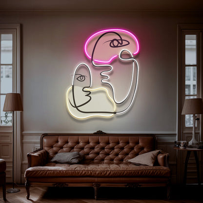 Two People Talking Abstract Art LED Neon Sign Light