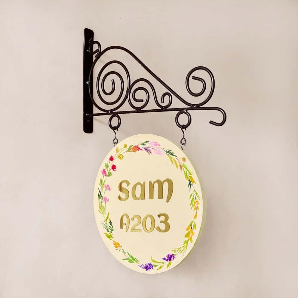 Ivory Aura - Minimal Hand-painted Hanging Nameplate