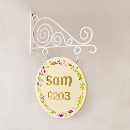 Ivory Aura - Minimal Hand-painted Hanging Nameplate