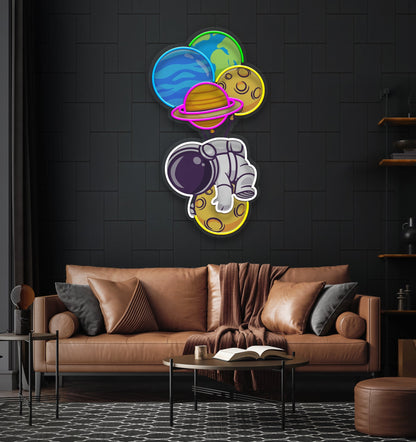 Balloon Astronaut Art work Led Neon Sign Light