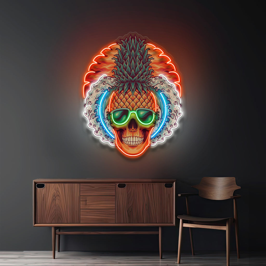 Pineapple Sea Skull LED Neon Sign Light Pop Art