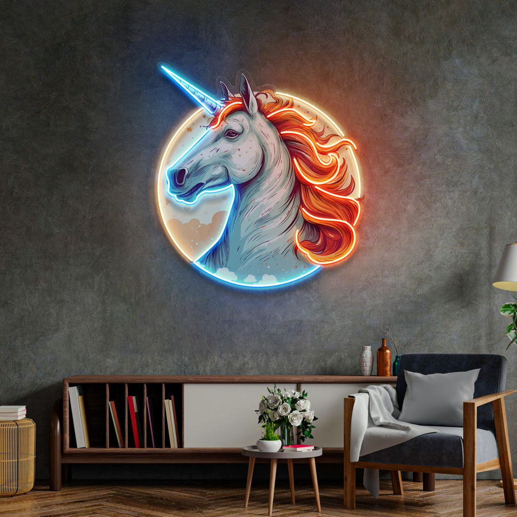 Unicorn with Moon LED Neon Sign Light Pop Art