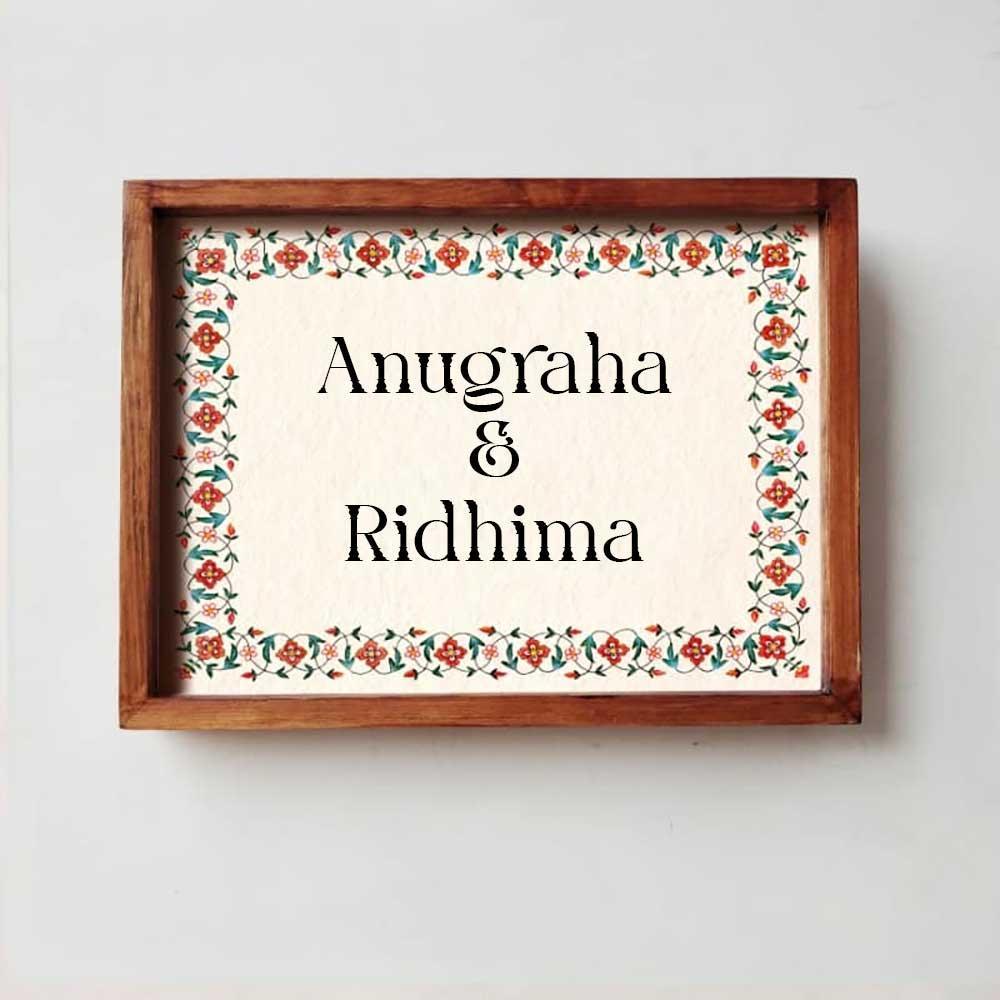 Veli - Handcrafted Framed Nameplate - Red Border