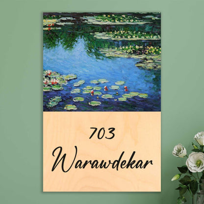 Water Lilies - Wooden Name Plate