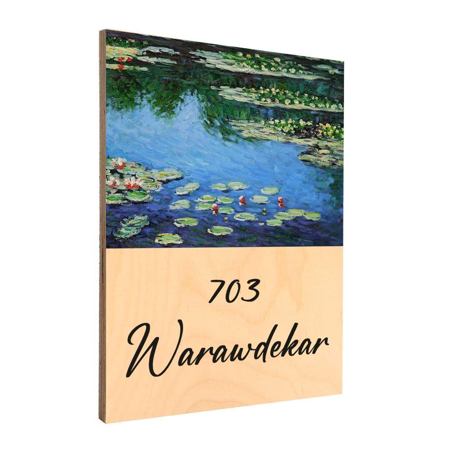 Water Lilies - Wooden Name Plate