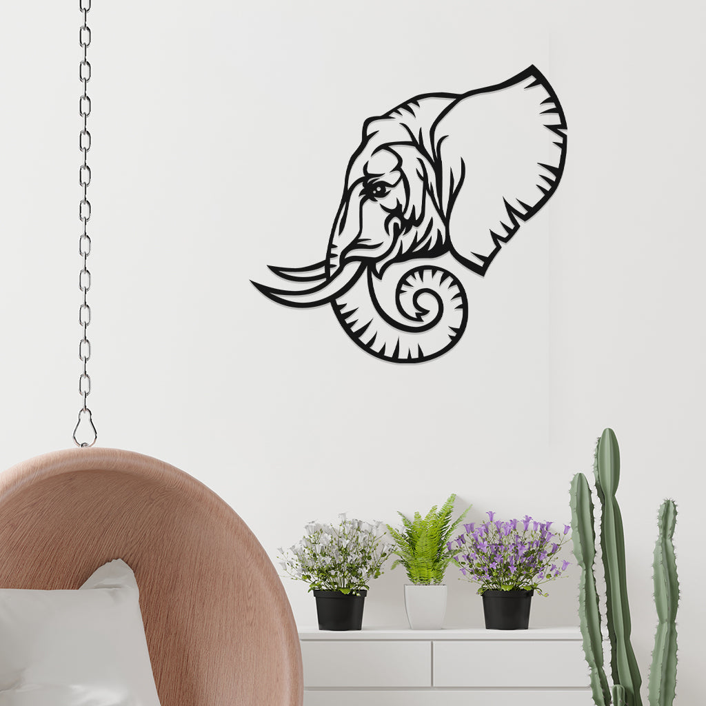 3D Look Elephant Face Wall Art