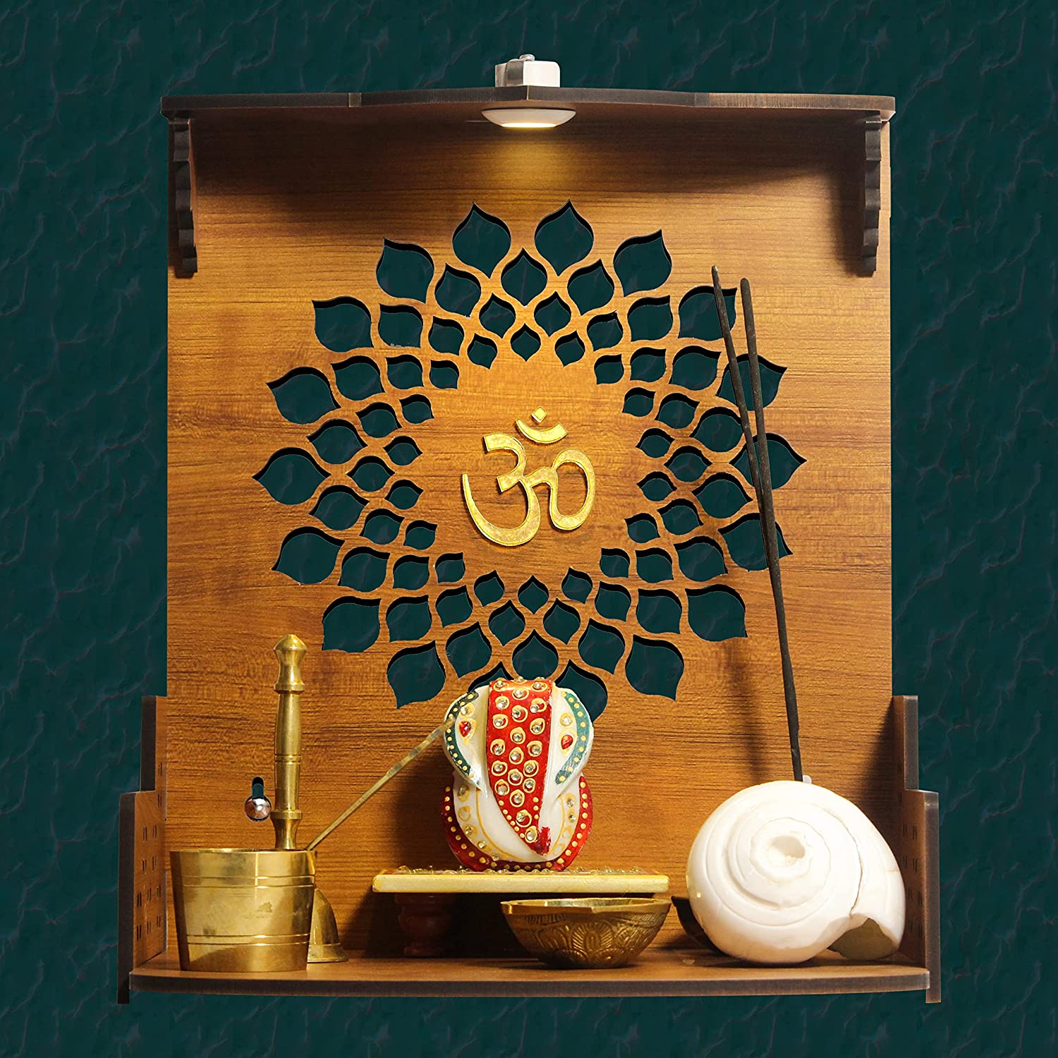 Aura Beautiful Wooden Pooja Stand For Home, Temple For Home And Office ...