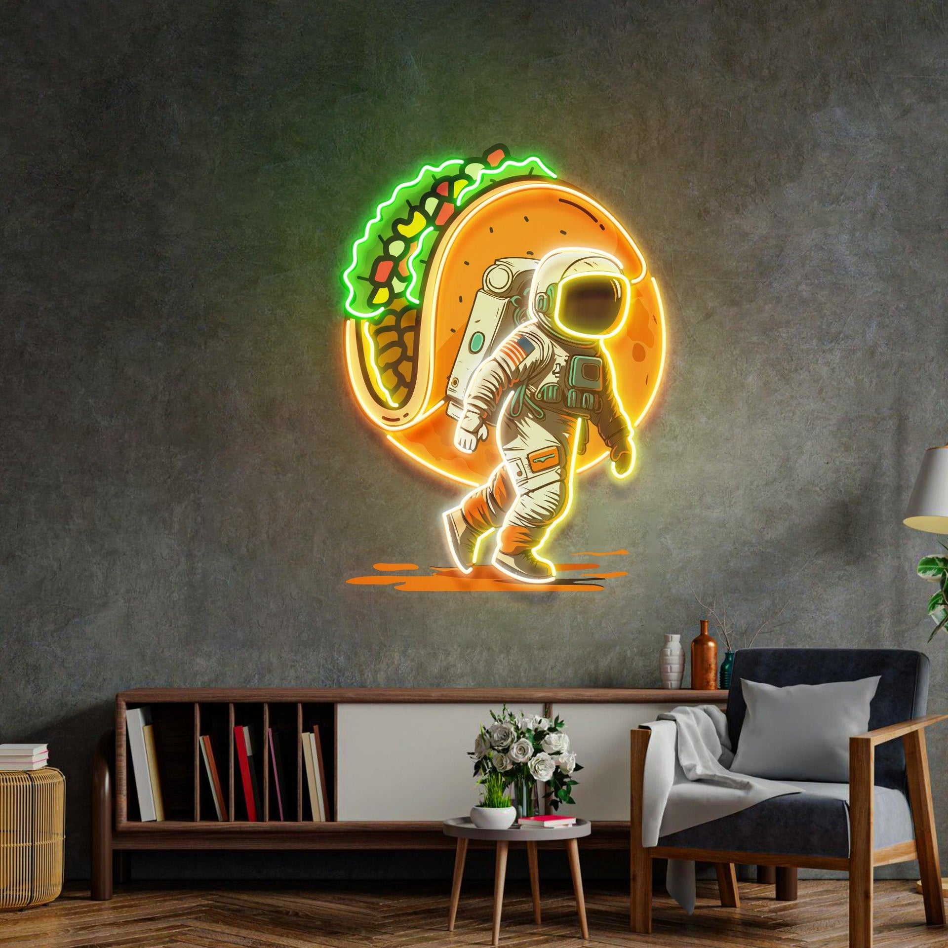 Astronaut Carrying Tacos Led Neon Acrylic Artwork – acrylicsheetsindia