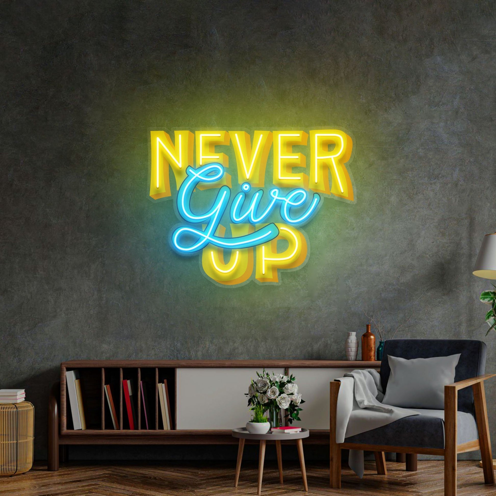 Never Give Up LED Neon Sign Light Pop Art – acrylicsheetsindia