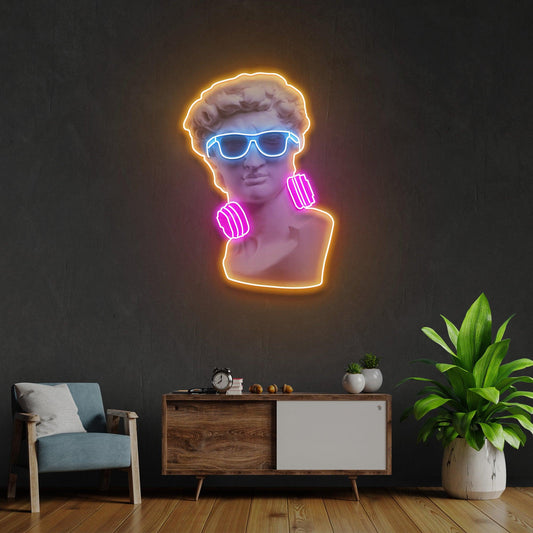 David Vibing Neon Acrylic Artwork